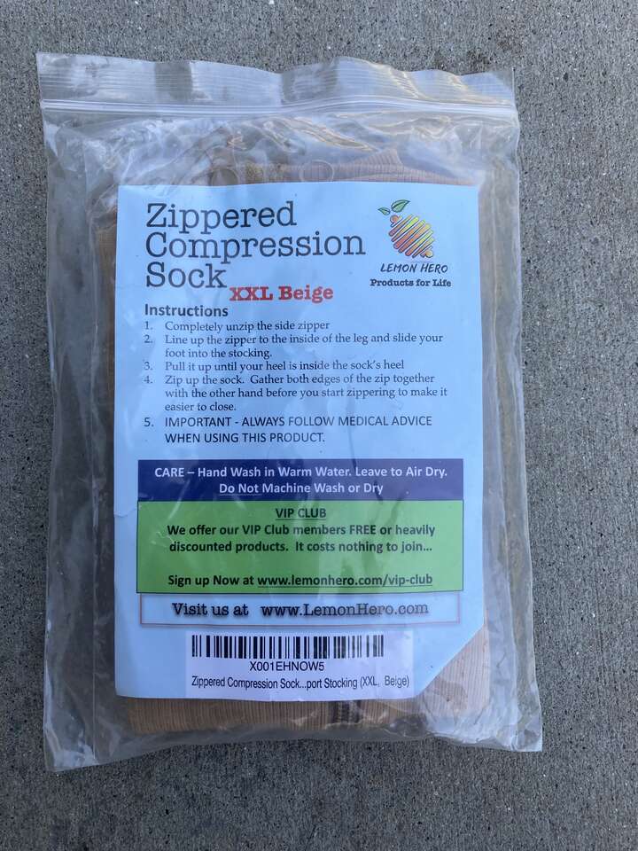 NEW, XXL Zippered Compression Sock by Lemon Hero