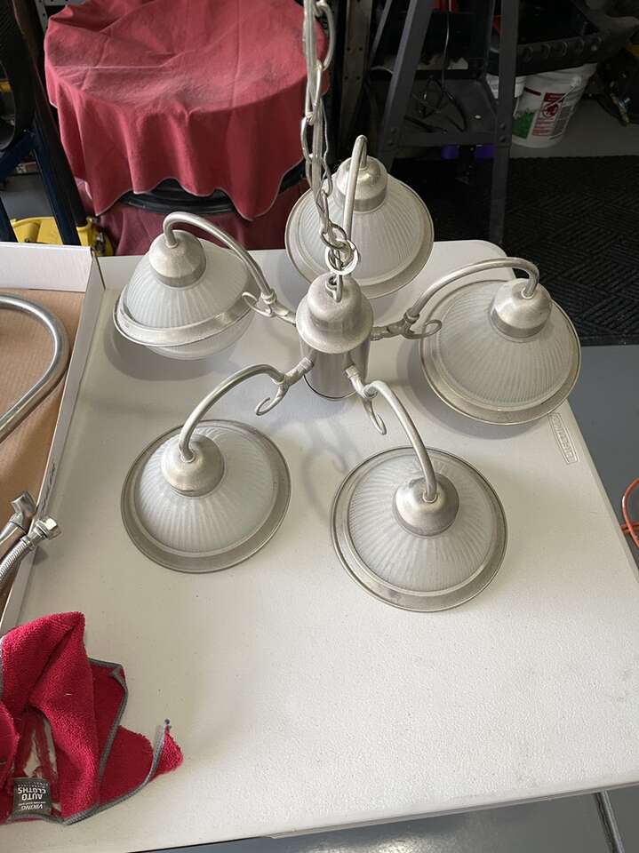 Five Light Chandelier Stainless Steel