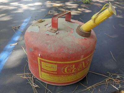 Vintage metal gas can tank boat atc motor Honda