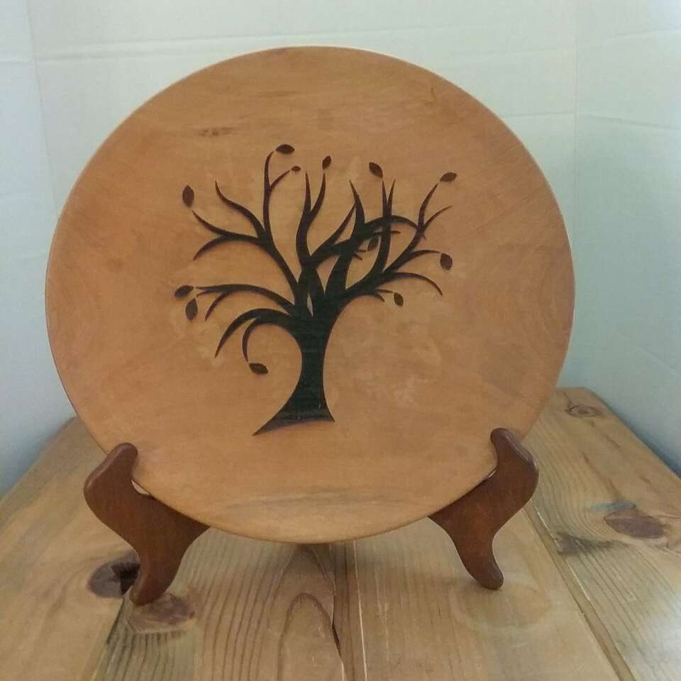 Wood Plate with a Tree