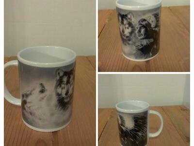 American Indian and Wolf Mug
