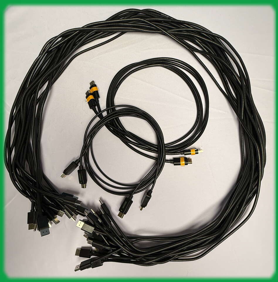 Monitor Cables (x20 Units): 6ft DisplayPort Cables (M/M) - connect monitor to computer