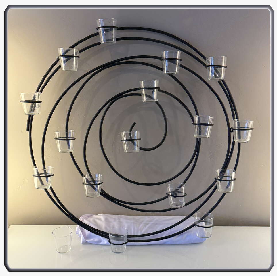 Pottery Barn 32" Hanging Spiral Iron Votive Candle Holder Wall Art Décor