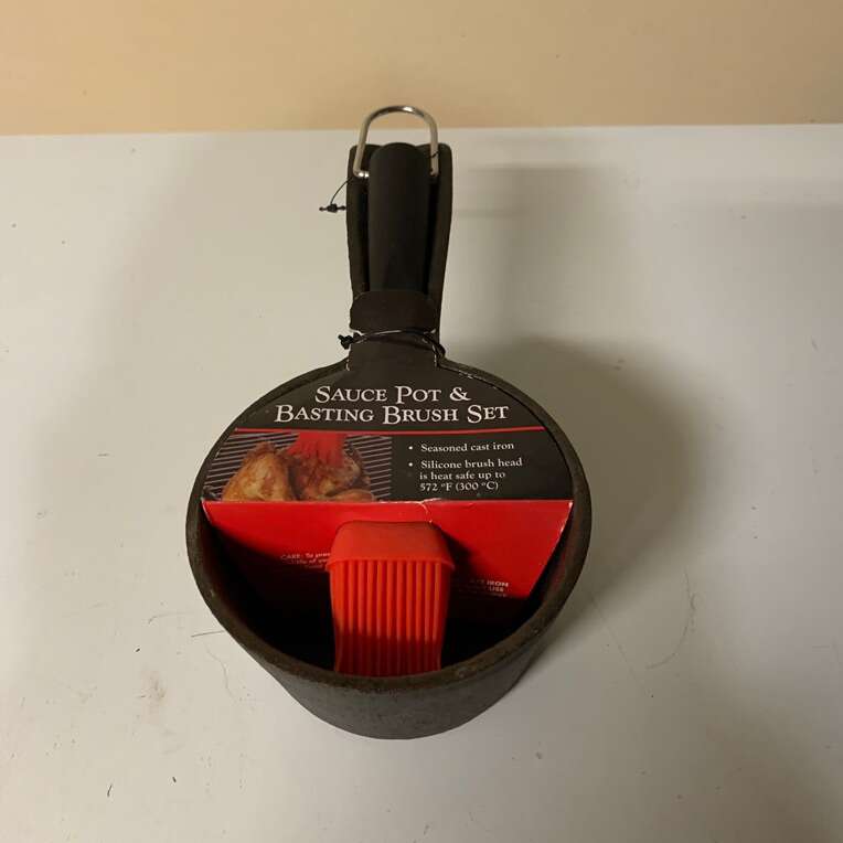 Cast Iron Sauce Pot & Brush Set