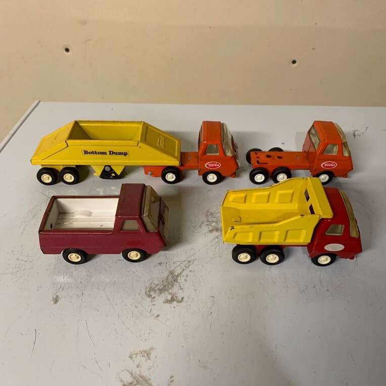 4 Tonka Mini Pressed Steel Trucks
