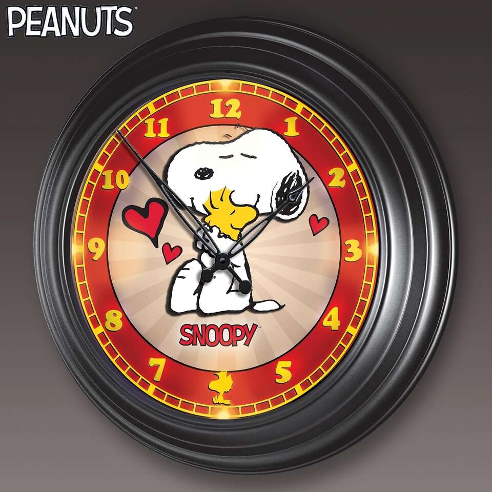 PEANUTS Snoopy And Woodstock Illuminated Atomic Wall Clock Like New