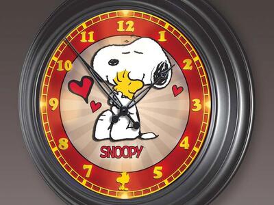 PEANUTS Snoopy And Woodstock Illuminated Atomic Wall Clock Like New