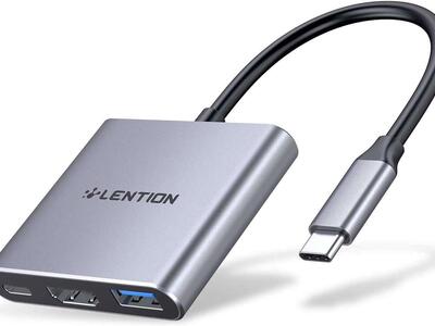 LENTION 3-in-1 USB C Hub with 100W Power Delivery, USB 3.0 & 4K HDMI