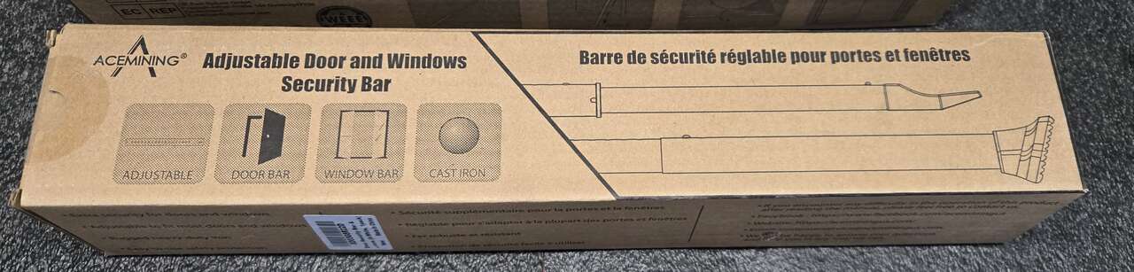 AceMining Adjustable Door Security Bar Stop Door From Being Forced Open.