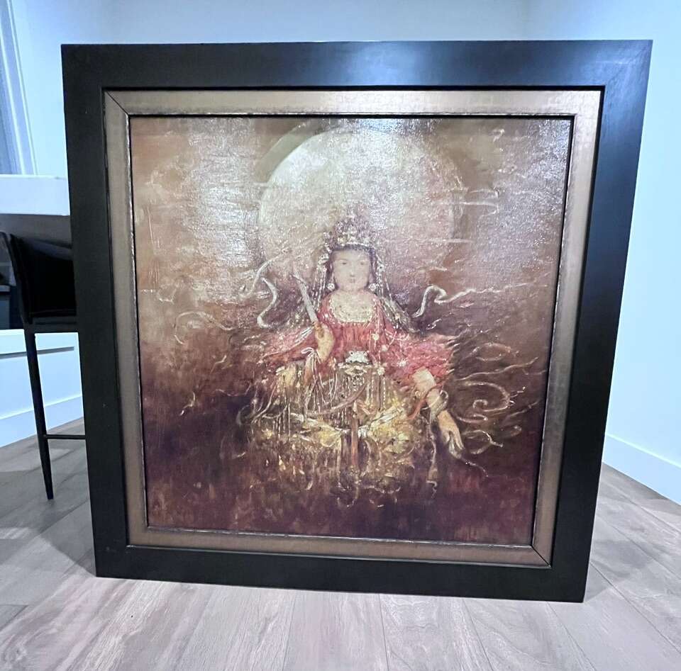 XL Horchow 45" original buddha acrylic oil painting framed art