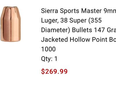 Sierra Sports Master 9mm 147gr JHP Bullets #8147