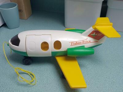 1980 Fisher Price Airplane Green Yellow White182