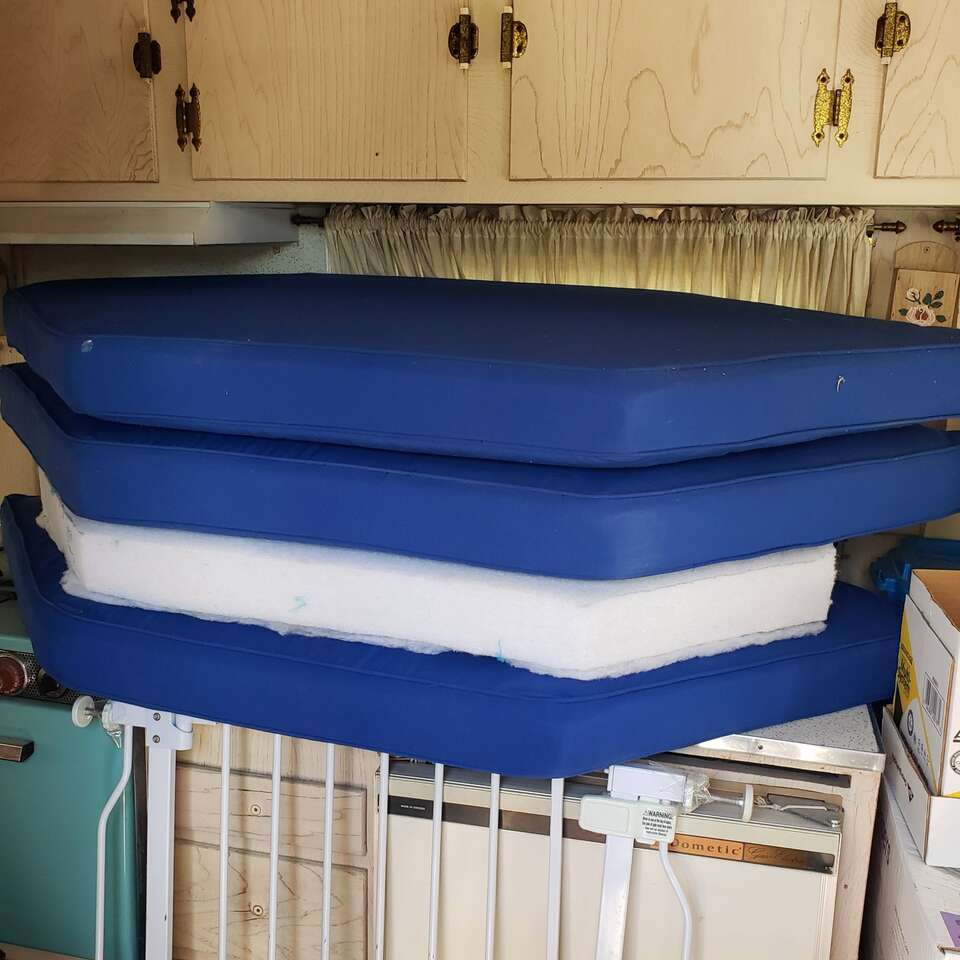 3 Large Blue Patio Cushions