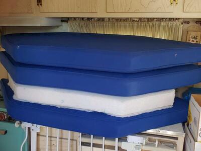 3 Large Blue Patio Cushions