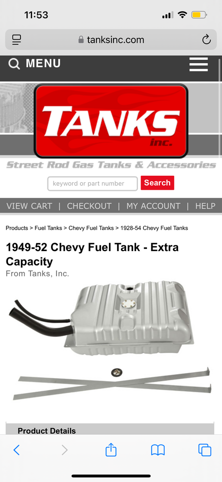 “Tanks”gas tank 1949-1952 chevy
