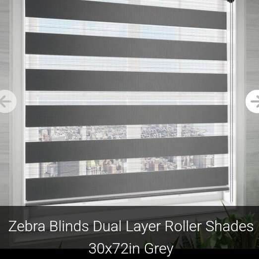 Dual layer Roller Shade 30 x 72 (grey) NEW