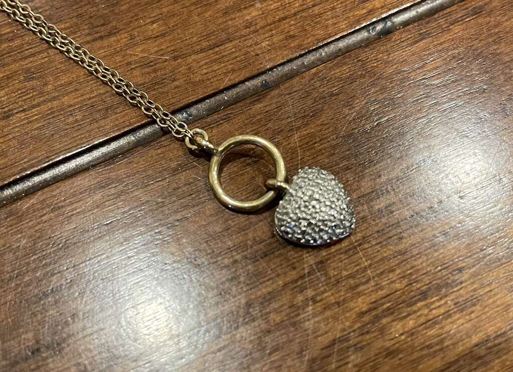 Super Long Gold Tone Necklace W/ Sparkly Heart