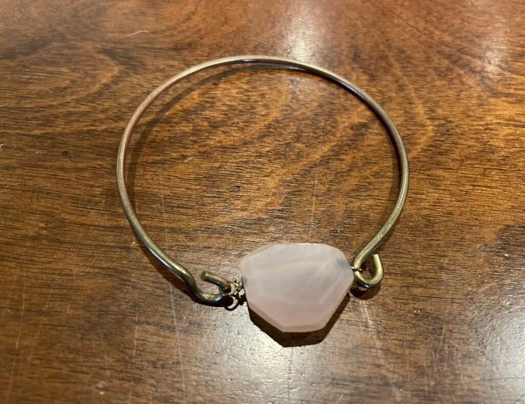 Unique Gold Or Copper Tone Bangle W/ Pink Stone
