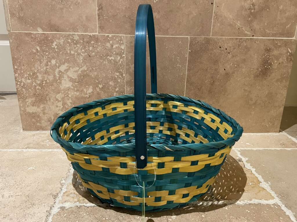 New Teal And Yellow Bamboo Easter Basket