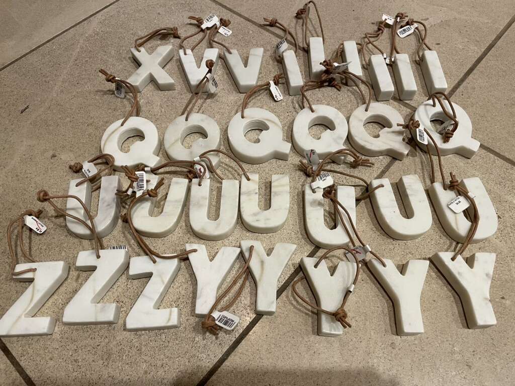 New Thick White Marble Letter Ornaments