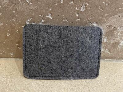 New Gray Wool And Black Leather Credit Card Holder