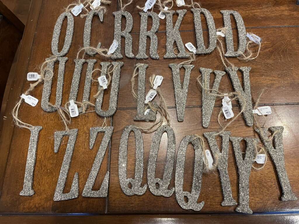 New Silver Glitter Letter Ornaments