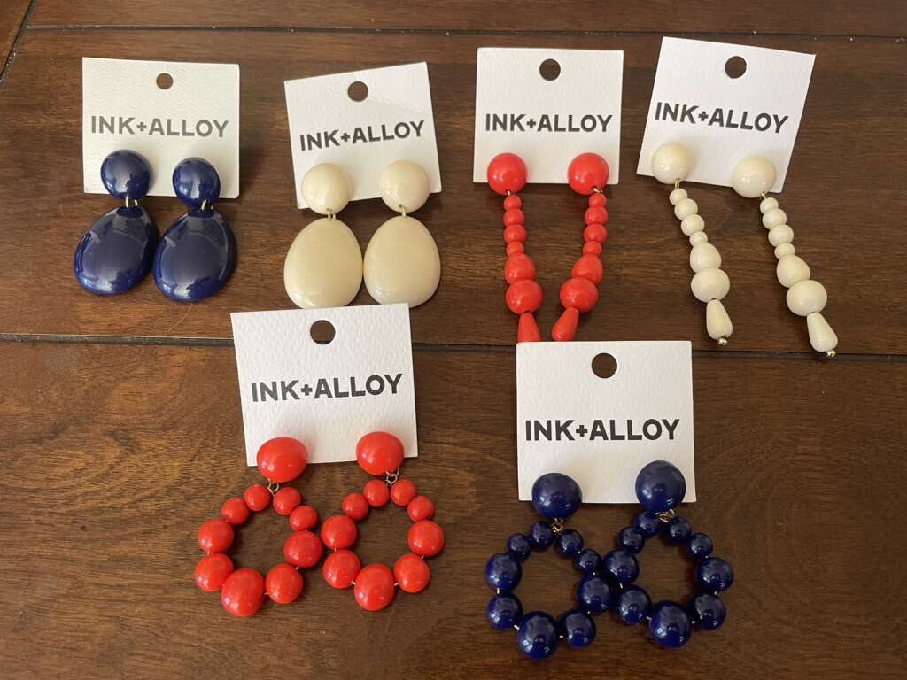 Several New Pairs Of Ink And Alloy Earrings