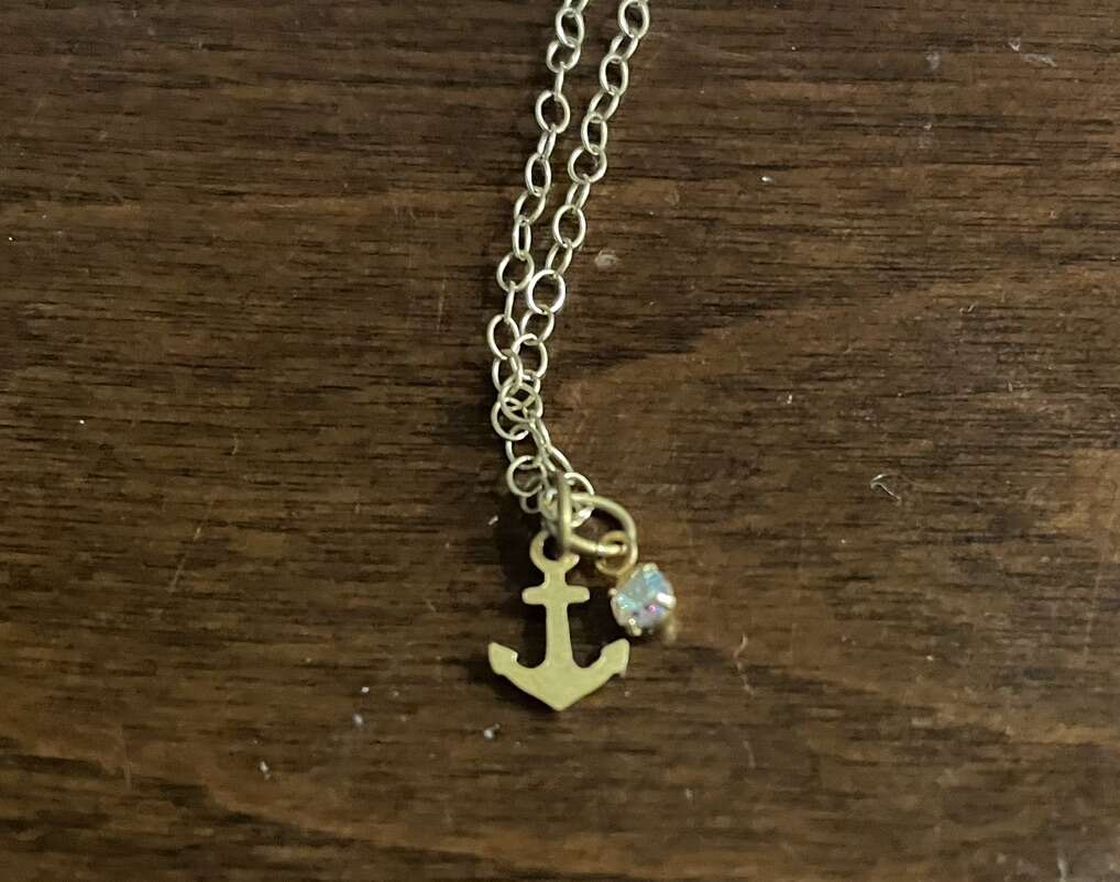 New Gold Necklace W/ Anchor And Swarovski Crystal