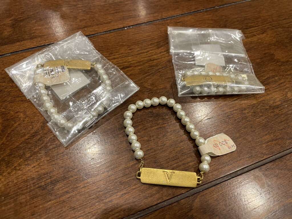 New John Wind Pearl Bracelets W/ Gold Initials