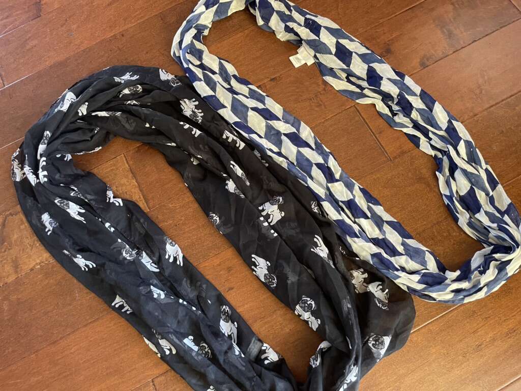 Infinity Or Circle Scarves Blue Or Black W/ Pugs