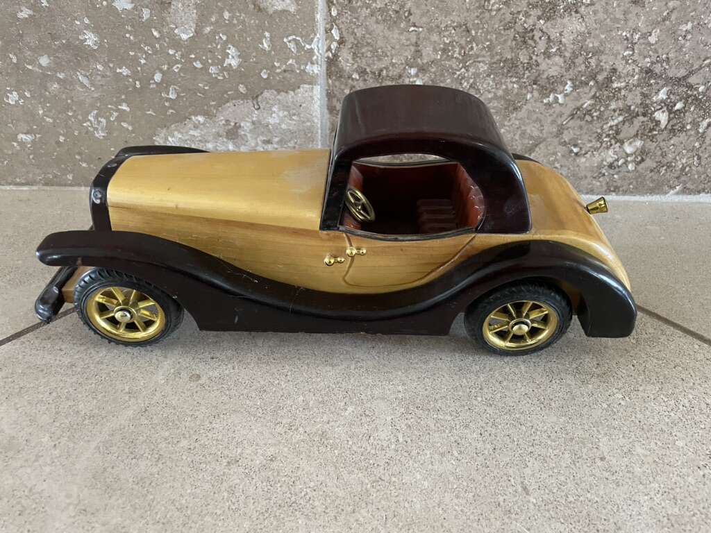 Vintage Wood Car 2 Tone W/ Gold Accents