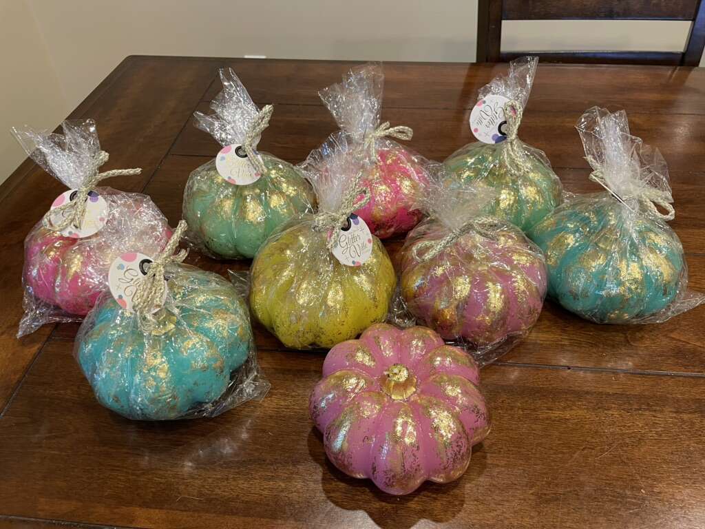 New 5” Pumpkin Candles W/ Gold - 9 Available