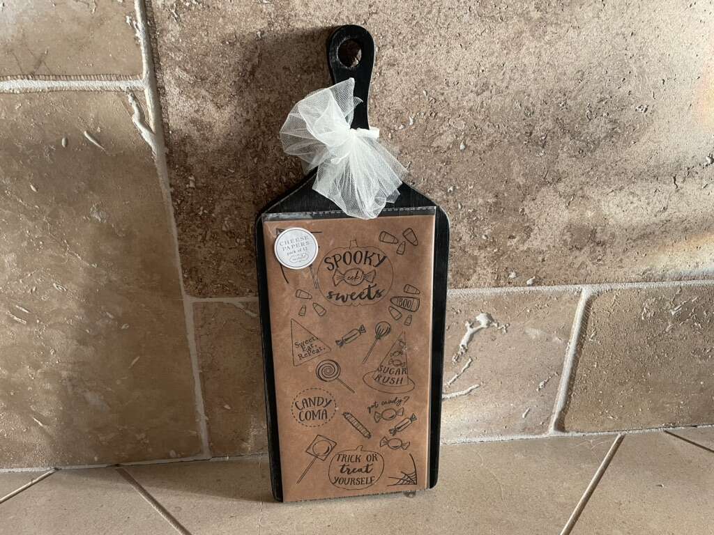 New Black Wood Board W/ Halloween Cheese Paper