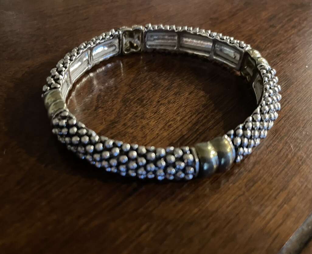 Elastic Silver Tone Caviar Bracelet