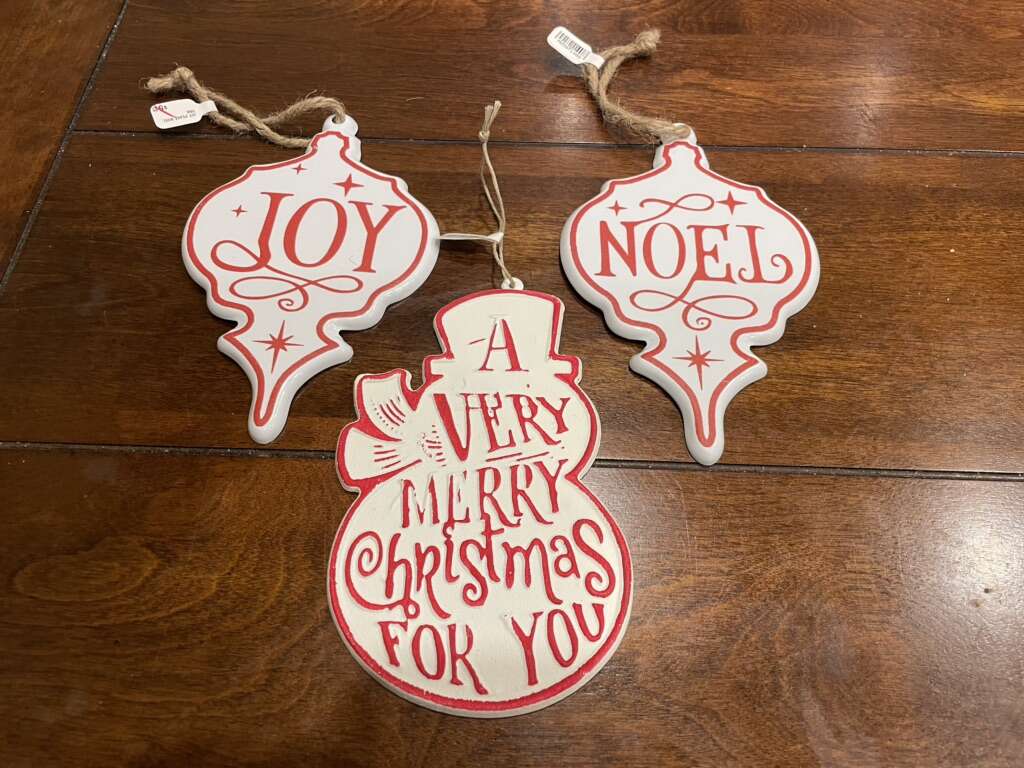 Set Of 3 New Metal Christmas Ornaments