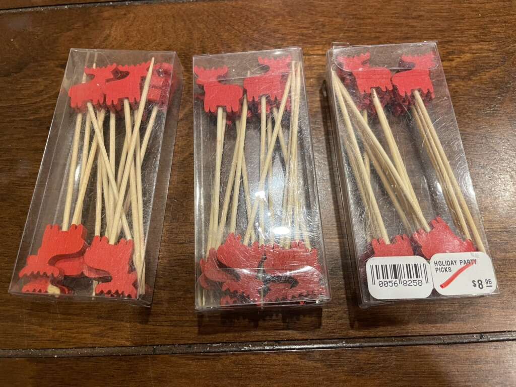 3 New Sets Of Holiday Toothpicks W/ Reindeer