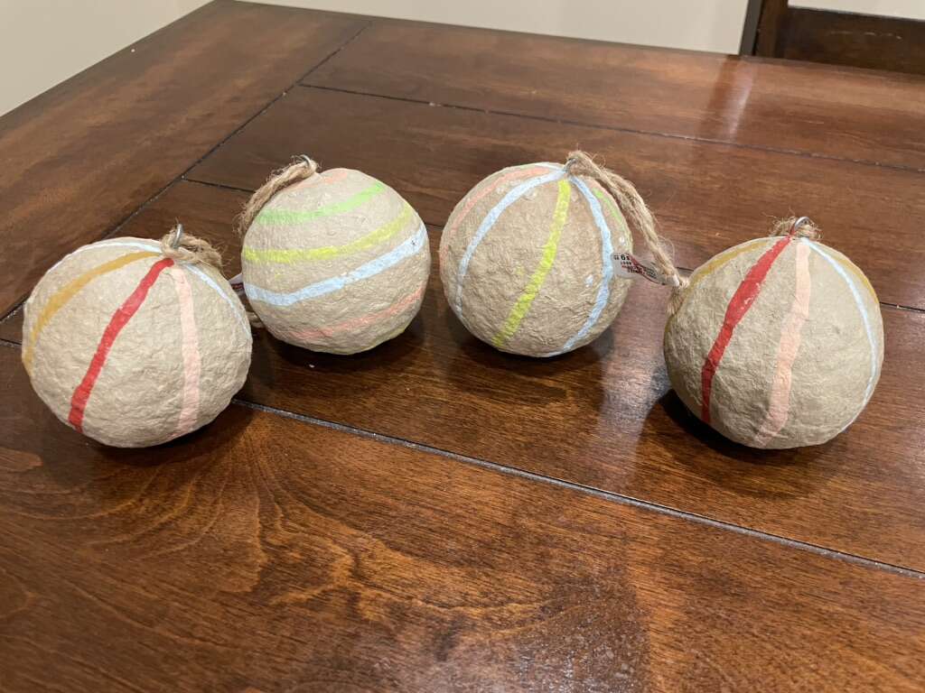 Lot Of 4 New Hand Painted Papier Mache Ornaments