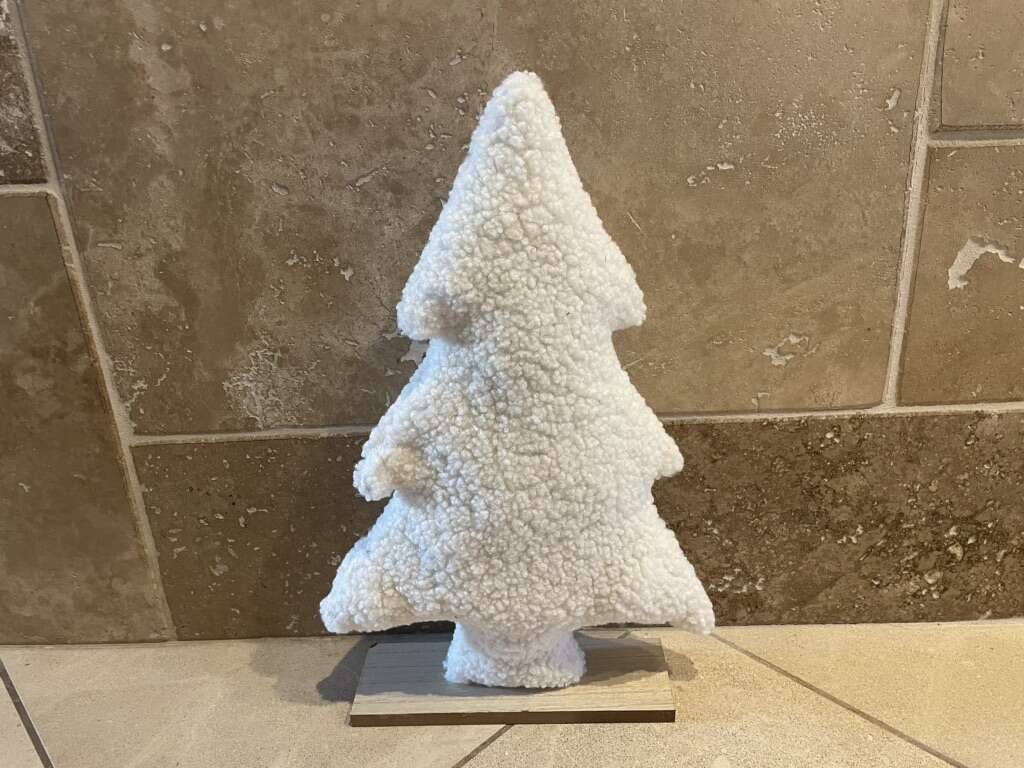 New Large White Wool Christmas Tree On Wood Base