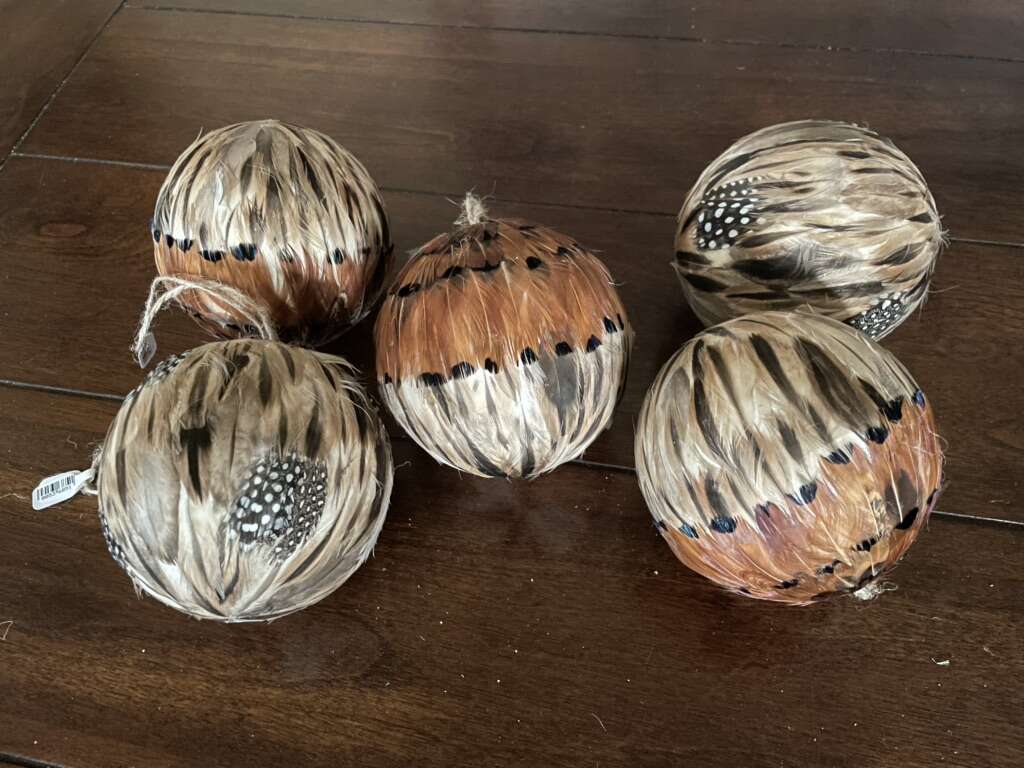 4 New Feather Ball Christmas Ornaments