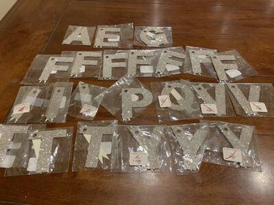 New Letters W/ Thick Glass Glitter & Holes To Hang