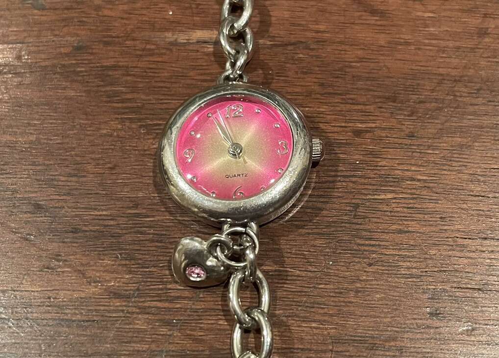 Prima Donna Silver Tone Watch W/ Pink Face