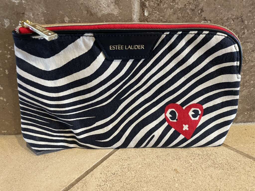 Estee Lauder Makeup Cosmetic Bag Zebra W/ Red