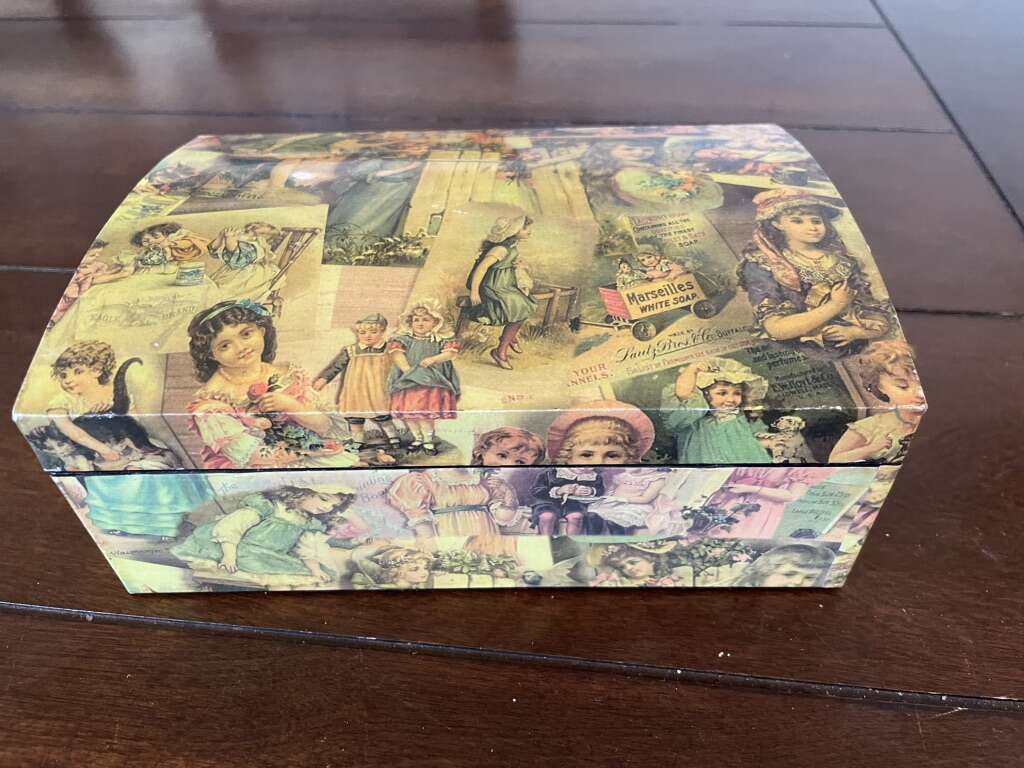Plastic Box W/ Victorian Decoupage Style