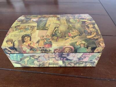 Plastic Box W/ Victorian Decoupage Style