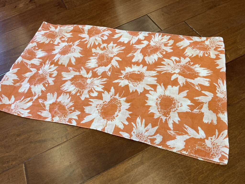 Orange W/ White Flowers Linen Infinity Scarf Wrap