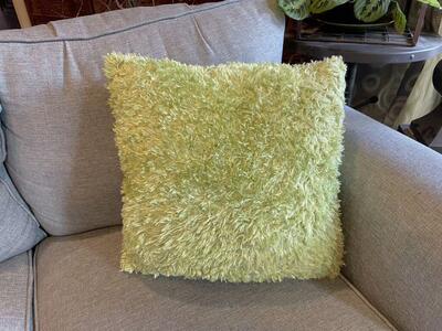 Bright Green Shaggy Throw Pillow