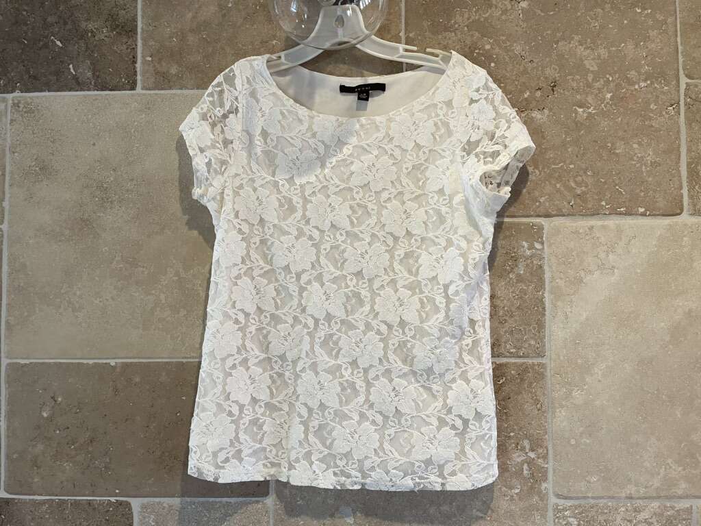 White Lace Blouse By Fever Size Large