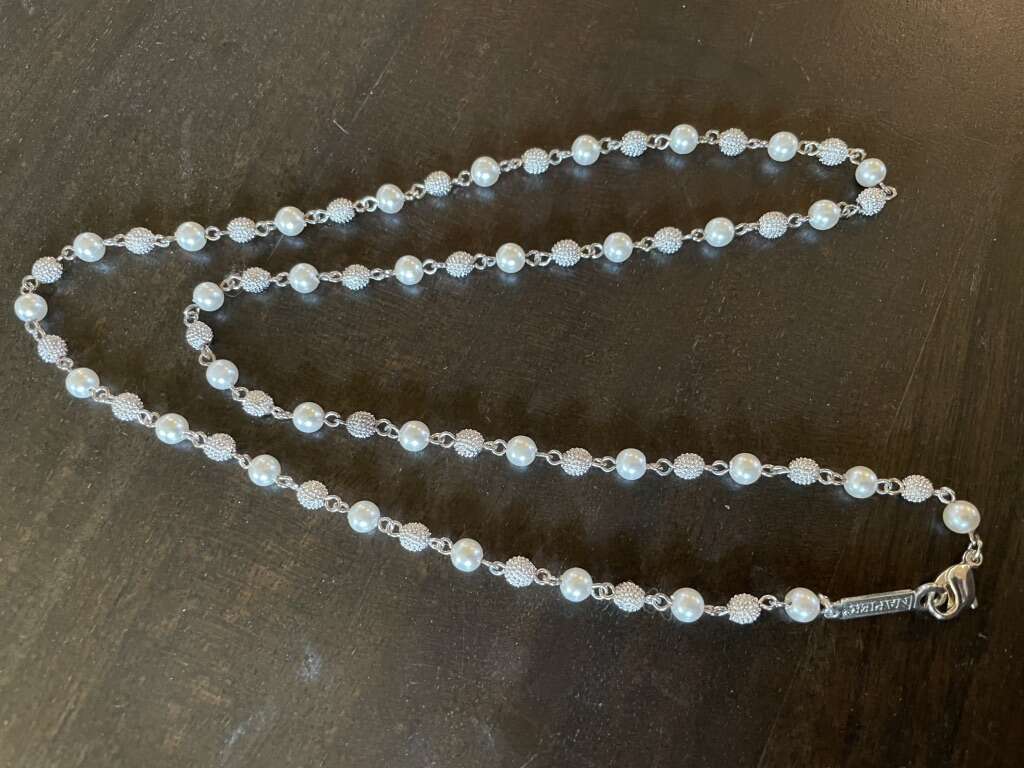 Vintage Napier Necklace W/ Faux Pearls & Silver