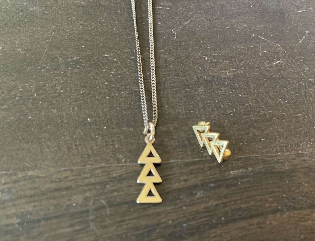 Vintage Delta Delta Delta Tridelta Necklace & Pin