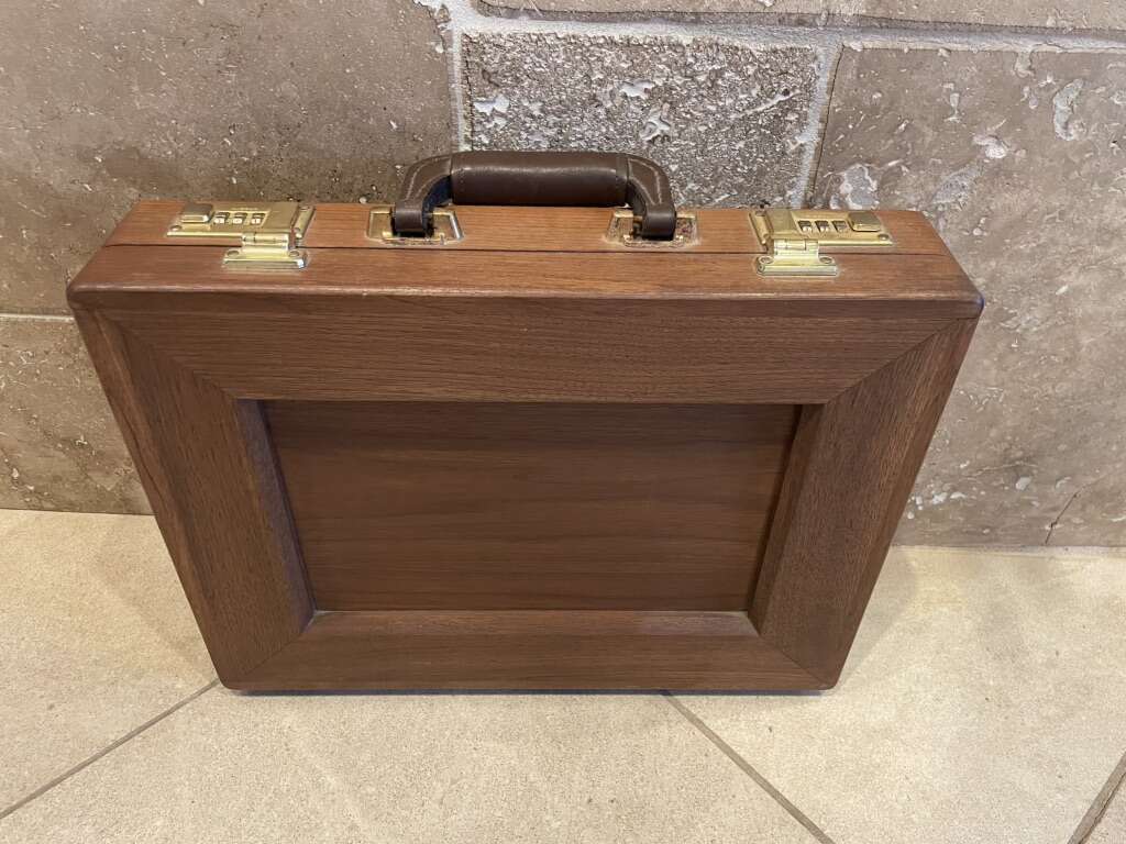 Vintage Wood Briefcase Or Attache W/ Leather